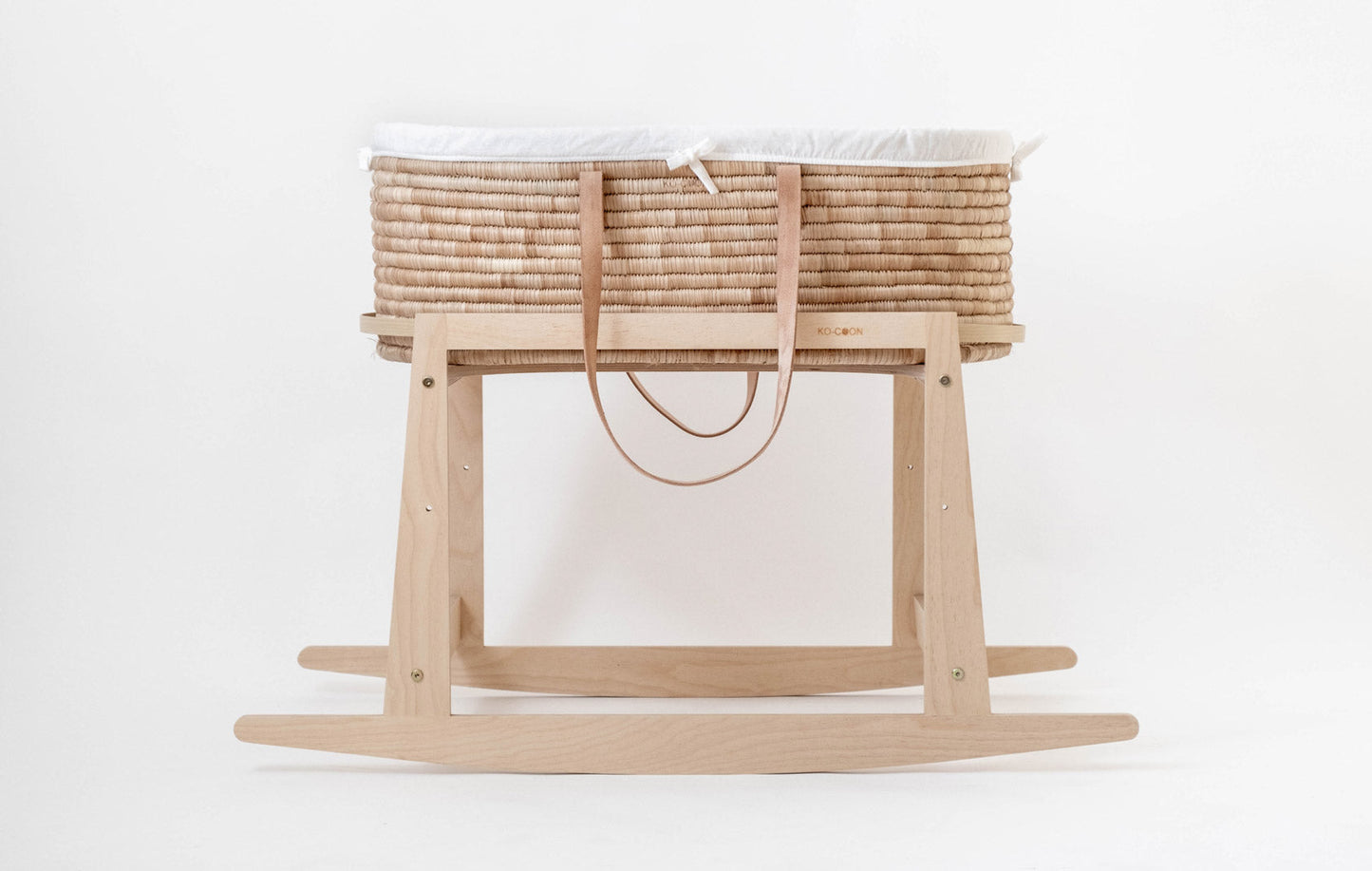 Moses Basket & Rocker SET TIMELESS - Nude Leather handles (basket + rocker + merino mattress + slipcover + fitted liner) (ETA 2 weeks)
