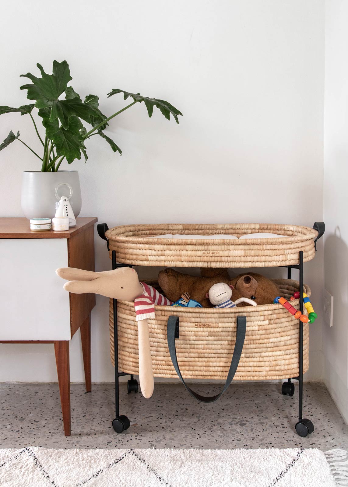 Black leather TIMELESS Moses Basket