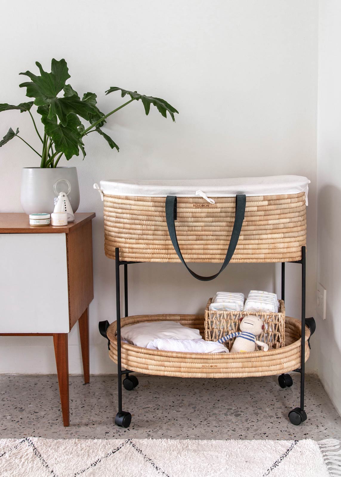 Black leather TIMELESS Moses Basket
