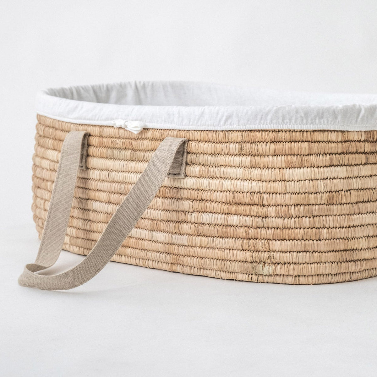 5-Piece Natural Moses Basket SET with Rocker - Sand hemp handles