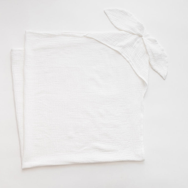 Muslin blanket with bunny hoodie - double layer