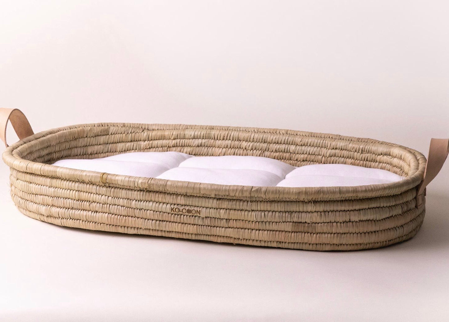 Baby Changing basket (75x45cm) KO-COON Timeless - LEATHER handles (basket + quilted padding)