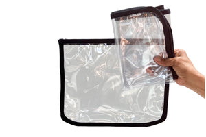 Travelling CLEAR Mat in a CLEAR zipped Pouch (Changing | Feeding | Messy Play) 60x40cm