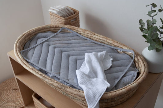 3-piece Changing Set (Changing Basket + Quilted Padding + Clear Travel Mat)