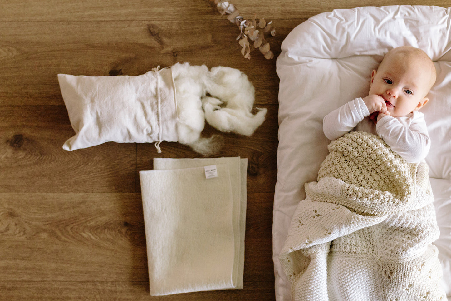 Merino Wool 3-in-1 BABY MATTRESS – Moses Basket | Nesting Pod Base | Toddler Pillow