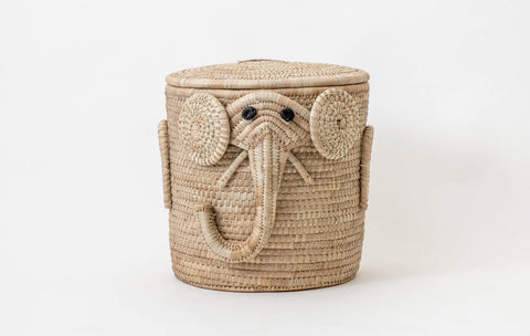 Elephant storage basket - with Tray lid - (L size 43x46cm)