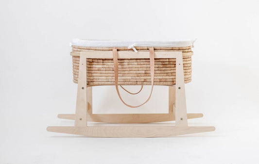 Moses Basket & Rocker SET TIMELESS - Nude Leather handles