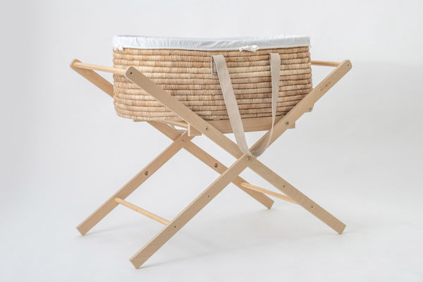 Moses Basket NATURAL - with Sand hemp handles