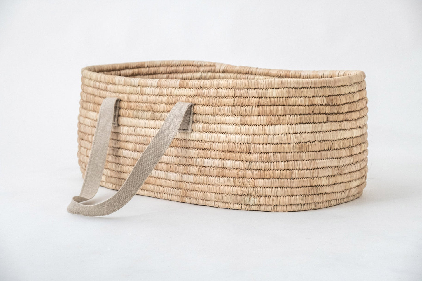 5-Piece Natural Moses Basket SET with Rocker - Sand hemp handles