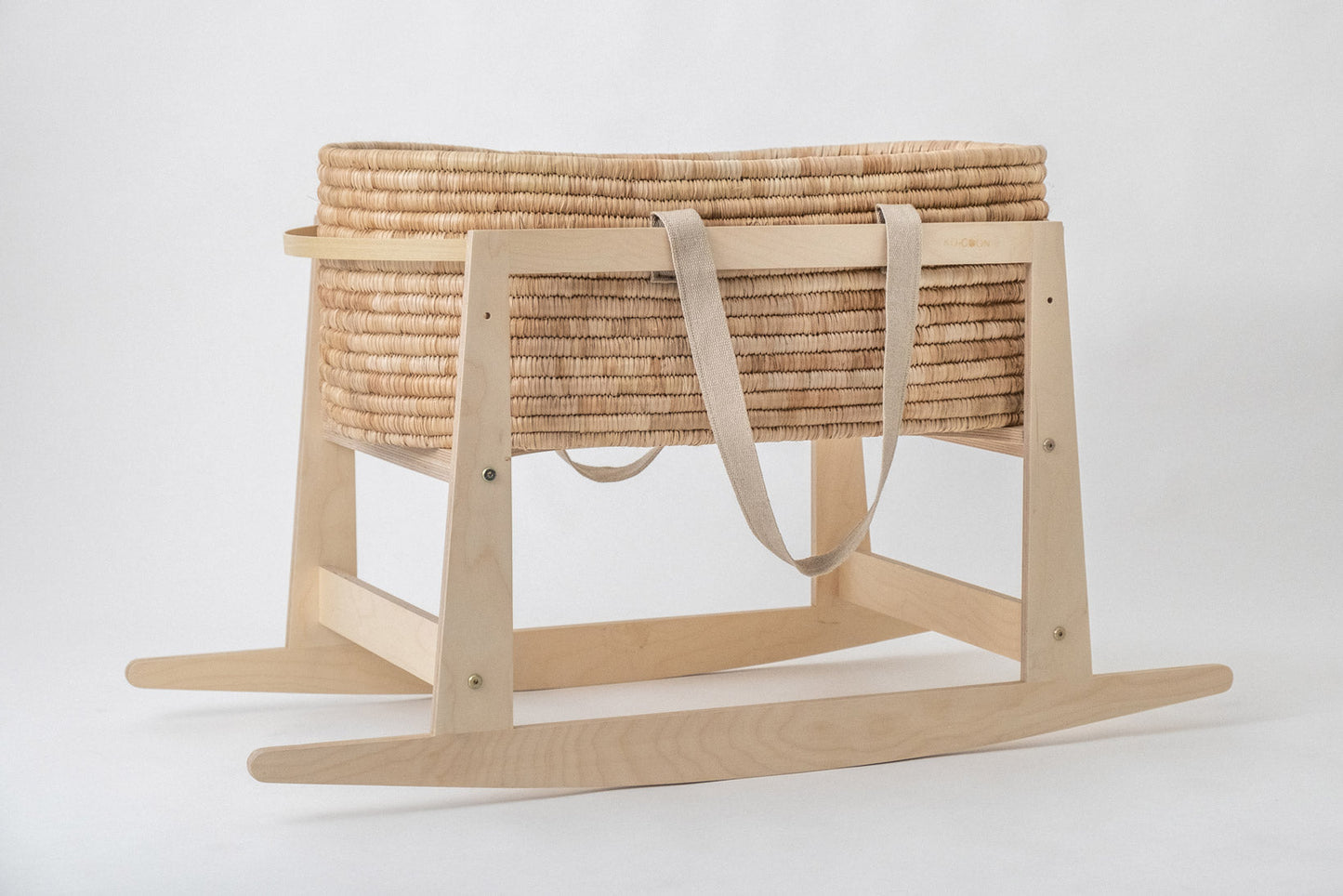 5-Piece Natural Moses Basket SET with Rocker - Sand hemp handles
