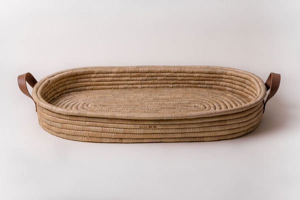 Baby Changing basket (75x45cm) KO-COON Timeless Collection - LEATHER handles (changing basket + changing padding)
