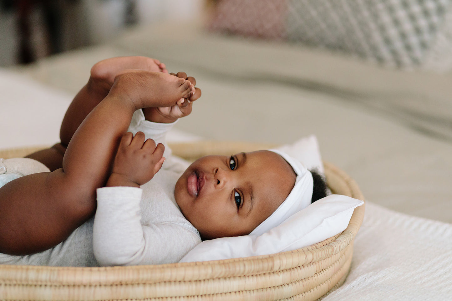 Baby Changing Basket (75x45cm) KO-COON Natural Collection - with quilted cotton changing mat (ETA 2 weeks)