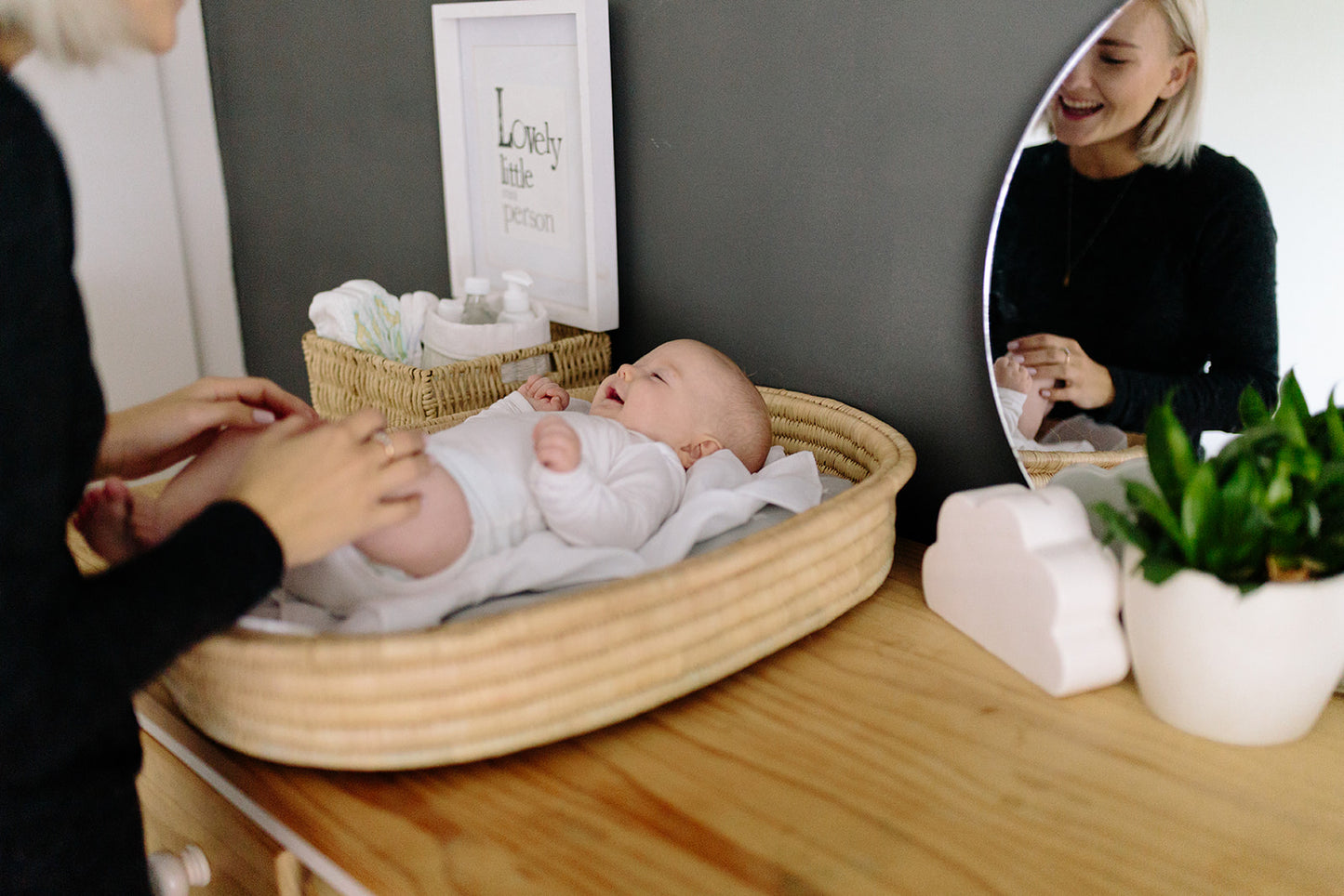 Baby Changing Basket (75x45cm) KO-COON Natural Collection - with quilted cotton changing mat (ETA 2 weeks)