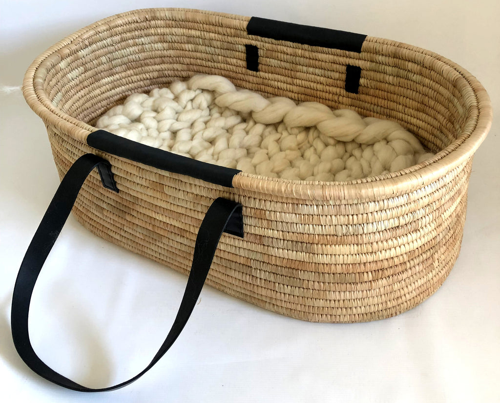Merino Wool Chunky Knit Baby Padding Natural 80x50cm ko coon