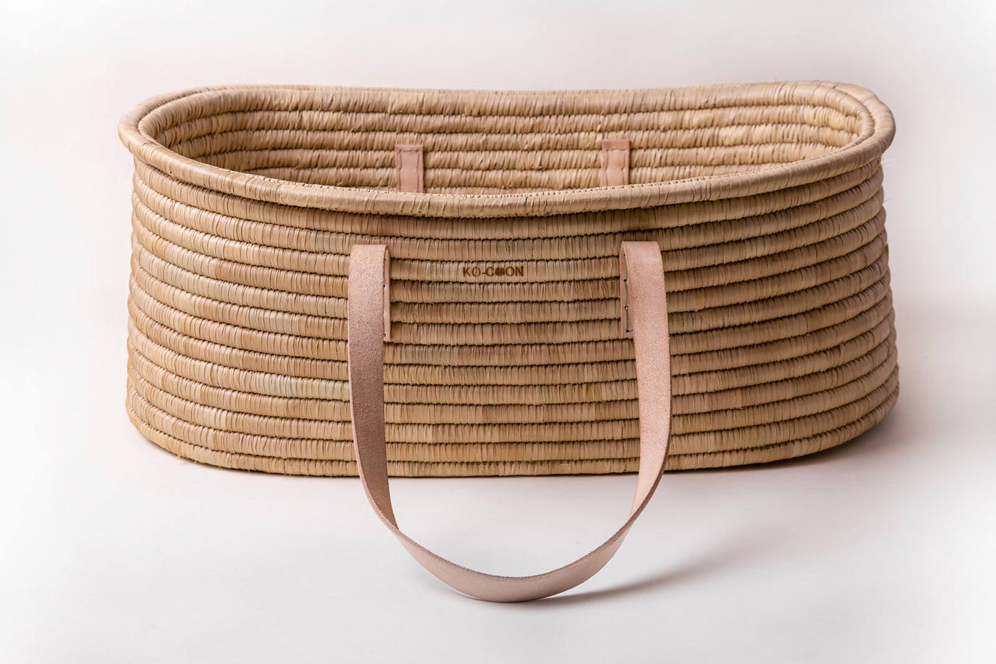 5-Piece Timeless Moses Basket SET with Foldable stand - Nude leather handles