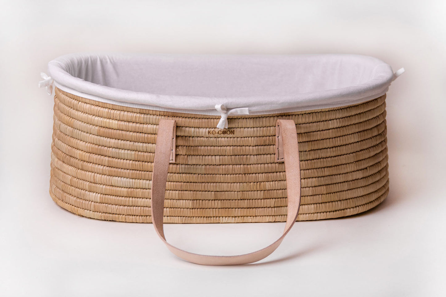 5-Piece Timeless Moses Basket SET with Foldable stand - Nude leather handles