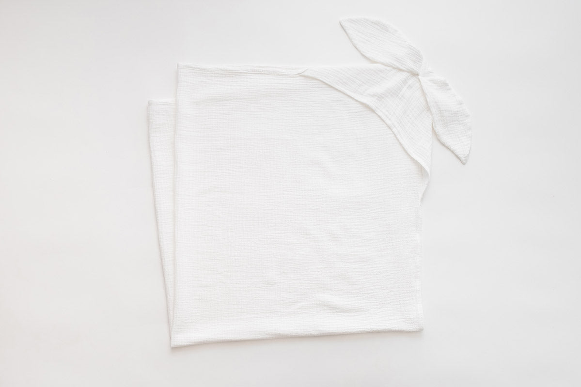 Muslin blanket with bunny hoodie - double layer