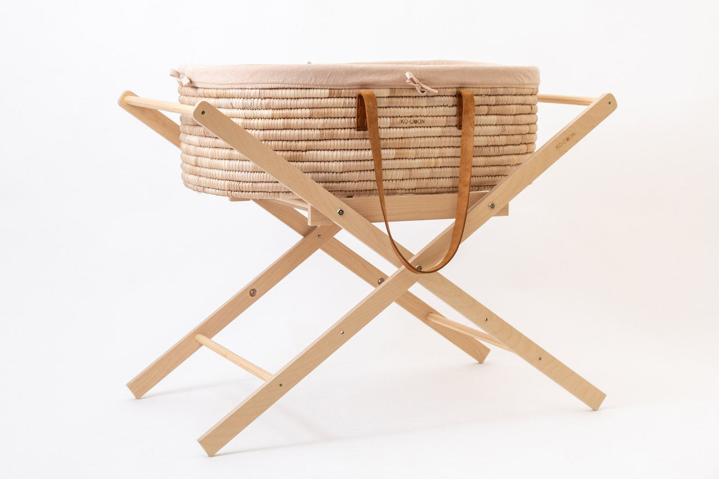 Moses Basket & Foldable stand SET TIMELESS - with Rust Leather handles