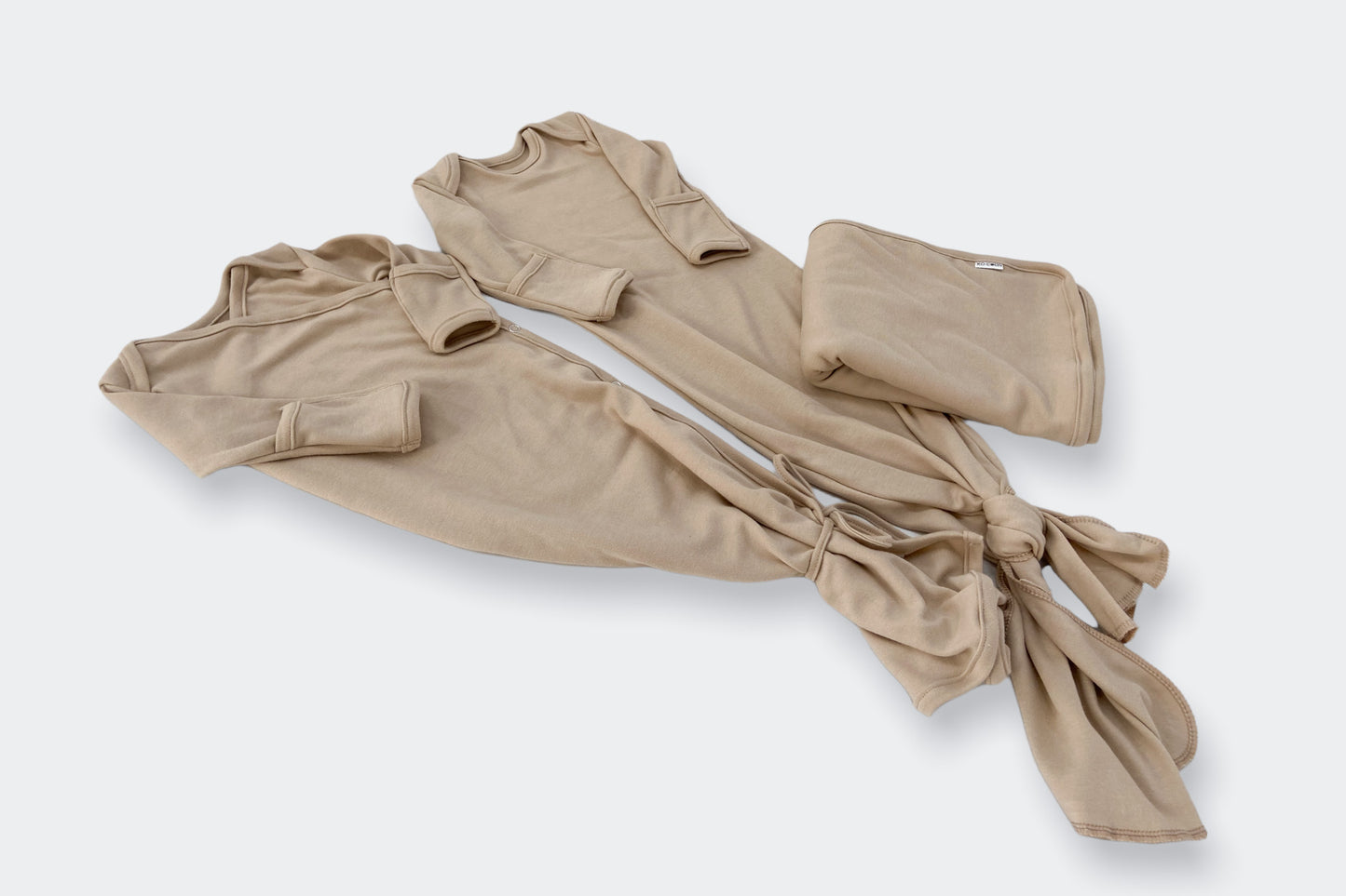 KIMONO knotted gown with cuff mittens - Cotton (premies - 6m)