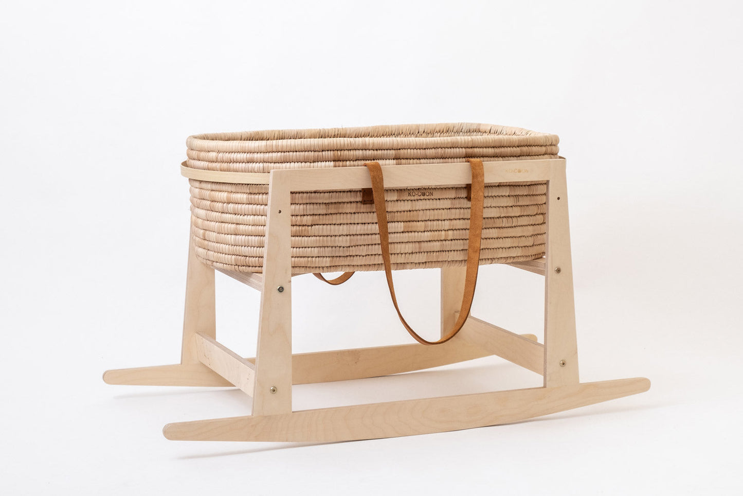 Moses Basket & Rocking stand SET TIMELESS - Rust Leather handles