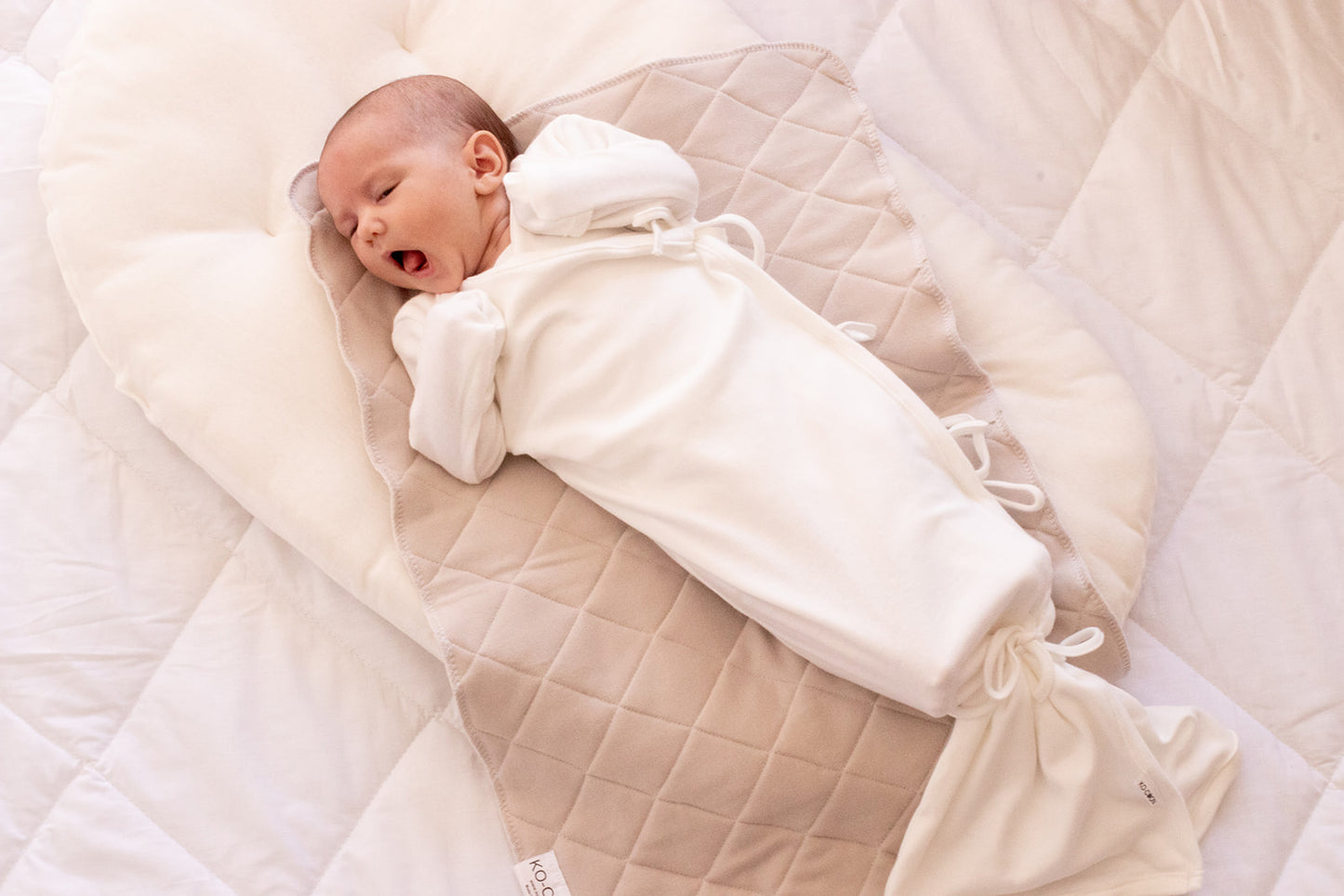 KIMONO knotted gown with cuff mittens - Cotton (premies - 6m)