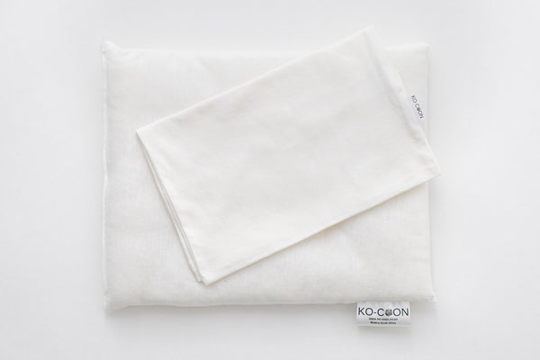 Toddler pillow Set: merino wool pillow (40x30cm) and milky white soft cotton pillowcase